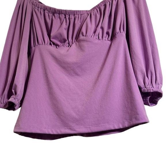 - Chic Nation | Spring Purple Smock Boho Top 3/4 sleeves - Picture 2 of 8